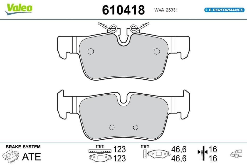 Jogo de 4 pastilhas de travão VALEO ref. 610418
